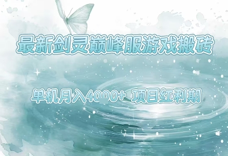最新剑灵巅峰服游戏搬砖，项目红利期，单机稳定月入4k+操作简单好上手【揭秘】-资源云