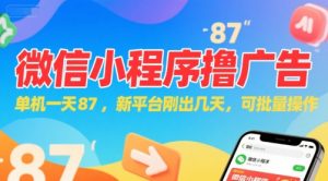 微信小程序看广告,单机一天87,新平台刚出几天,可批量操作,日入5张-资源云