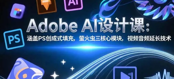 Adobe AI设计课 涵盖PS创成式填充 萤火虫三核心模块 视频音频延长技术-资源云