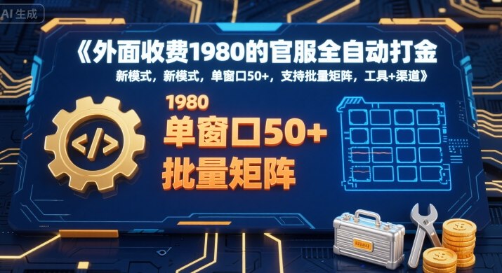 外面收费1980的官服全自动打金，新模式，单窗口50+，支持批量矩阵，工具+渠道【揭秘】-资源云