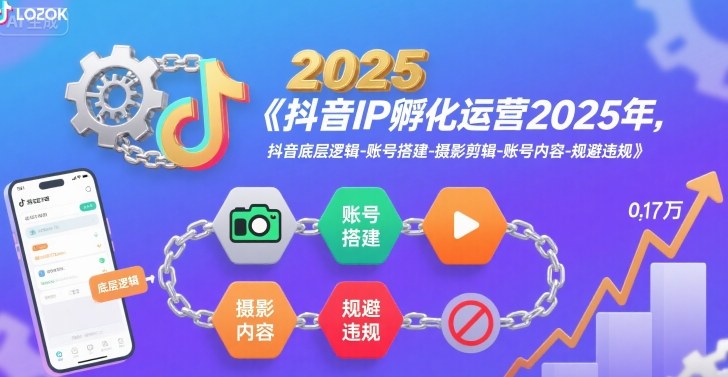 抖音IP孵化运营2025年，抖音底层逻辑-账号搭建-摄影剪辑-账号内容-规避违规-资源云