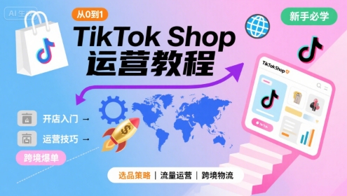 TikTok Shop从0到1运营教程，TikTok跨境电商新手必学课程-资源云