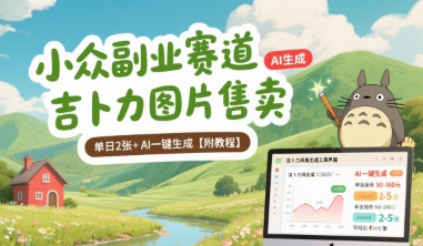 小众副业赛道 吉卜力图片售卖 单日2张+ AI一键生成【附教程】-资源云