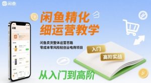 闲鱼精细化运营入门+高阶实战教学,闲鱼卖货整体运营思路,零成本零风险轻创业电商项目-资源云