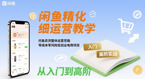 闲鱼精细化运营入门+高阶实战教学，闲鱼卖货整体运营思路，零成本零风险轻创业电商项目-资源云
