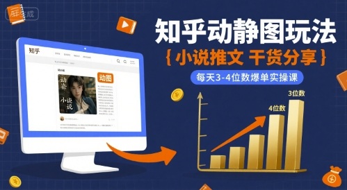 小说推文干货分享之知乎动静图玩法，每天3-4位数爆单实操课-资源云