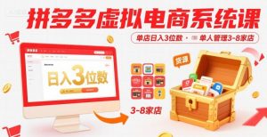 拼多多虚拟电商系统课,单店日入3位数,单人可管理3-8家店【附货源】-资源云