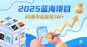 2025蓝海项目30条作品 变现1w+ 有手就能操作适合小白做-资源云