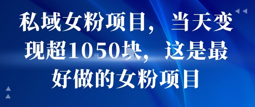 私域女粉项目，当天变现超1k，这是最好做的女粉项目，可放大操作-资源云