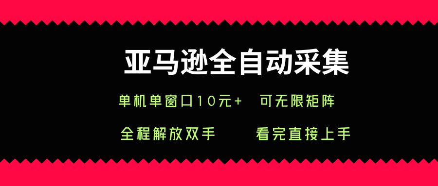 亚马逊全自动采集，单机单窗口一天10+，可无限矩阵去做【揭秘】-资源云