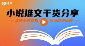 小说推文干货分享之快手爆款借鉴运营实操课-资源云