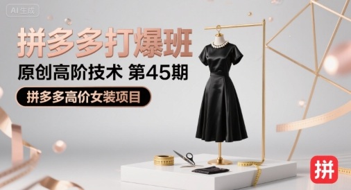 拼多多打爆班原创高阶技术第45期，拼多多高价女装项目-资源云