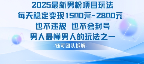 2025最新男粉项目玩法每天变现1k+也不违规也不会封号男人最懂男人的玩法-资源云