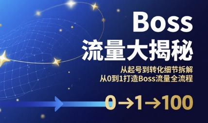 Boss流量大揭秘，从起号到转化细节拆解，从0到1打造Boss流量全流程-资源云