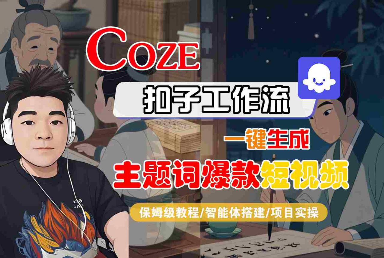 COZE扣子工作流一键生成主题词爆款短视频，保姆级教程-智能体搭建-项目实操-资源云