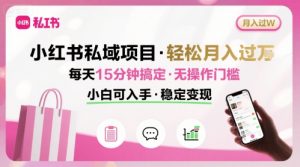 小红书私域项目 月入过W非常轻松 每天15分钟即可搞定,无任何操作门槛,小白可入手-资源云