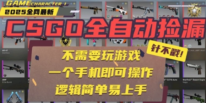 CSGO自动捡漏项目，最新独家玩法，一个手机即可操作，新手小白轻松月入1W+，操作简单易上手【揭秘】-资源云