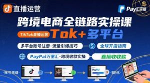 跨境电商线上课,TikTok 直播运营 + 多平台账号注册 + PayPal 万里汇实操教程-资源云