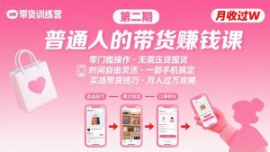 小红书带货第二期训练营,普通人月收过W的带货课,时间自由,零门槛无压货,一部手机即可操作-资源云