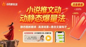8月小说推文全新玩法,动静态图片+搭配小说文案爆量玩法-资源云