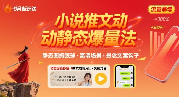 8月小说推文全新玩法，动静态图片+搭配小说文案爆量玩法-资源云