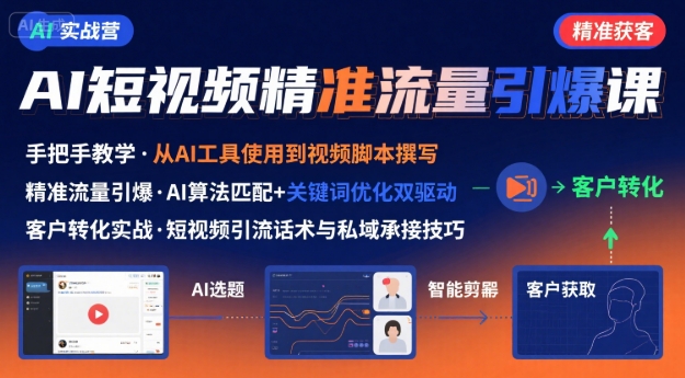 AI+短视频引爆精准客户实战营，手把手教你引爆Ai短视频精准流量-资源云