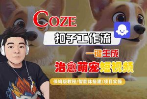 COZE扣子工作流一键生成治愈萌究短视频,保姆级教程-智能体搭建-项目实操-资源云