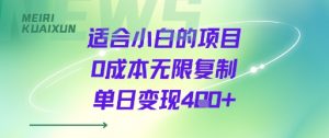 适合小白的项目0成本无限复制单日变现4张+-资源云