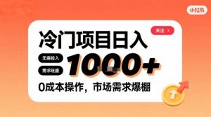 在小红书上发现个冷门路子,需求不小,零成本操作,每天能有1k进账-资源云