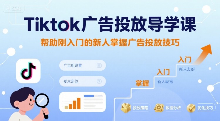 Tiktok广告投放导学课，帮助刚入门的新人掌握广告投放技巧-资源云