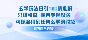玄学玩法日引100精准粉只讲引流略带变现思路可以套用到任何玄学的领域-资源云