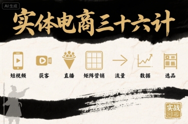 实体电商三十六计，短视频-获客-直播-矩阵营销-流量-数据-选品-资源云