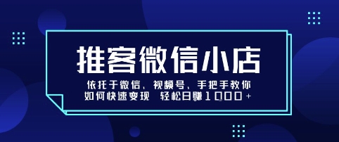 推客微信小店依托于微信、视频号，手把手教你如何快速变现 轻松日入1k+【揭秘】-资源云