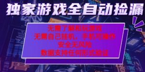 游戏全自动捡漏项目，最新独家玩法，每天操作几十分钟，无任何难度，当天见收益【揭秘】-资源云