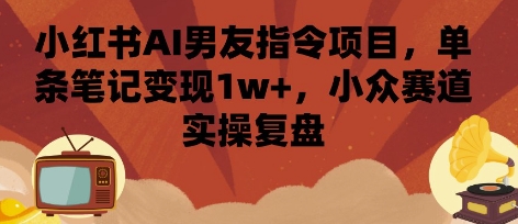 小红书AI男友指令项目，单条笔记变现1w+，小众赛道实操复盘-资源云