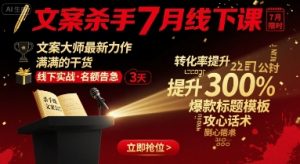 文案杀手7月线下课,文案大师最新力作,满满的干货-资源云