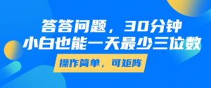 答答问题,30分钟,小白也能一天最少也有三位数,操作简单-资源云