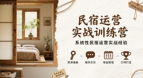 民宿运营实战训练营，系统性民宿运营实战经验-资源云