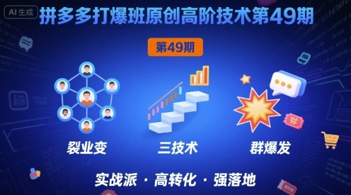 拼多多打爆班原创高阶技术第49期，拼多多裂变+阶梯+群爆-资源云