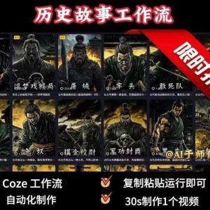 COZE扣子工作流一键生成历史人物一生的视频,复制粘贴运行即可,30s制作1个视频-资源云