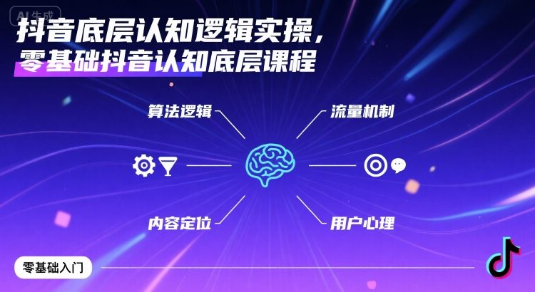 抖音底层认知逻辑实操，零基础抖音认知底层课程-资源云