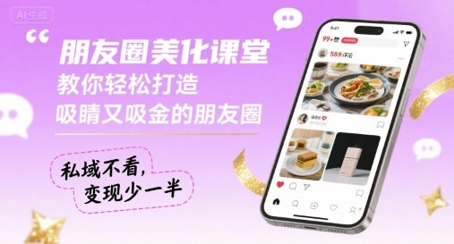 朋友圈美化课堂，教你轻松打造，吸睛又吸金的朋友圈，私域不看，变现少一半-资源云