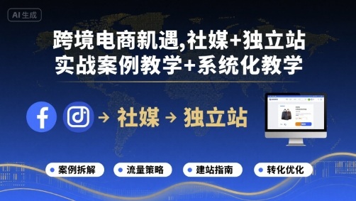 跨境电商新机遇，社媒+独立站，实战案例教学+系统化教学-资源云