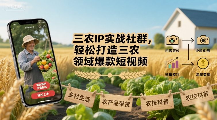 三农IP实战社群，轻松打造三农领域爆款短视频-资源云