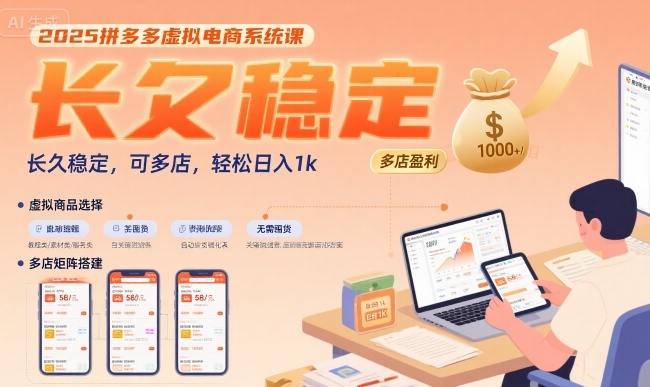 2025拼多多虚拟电商系统课，长久稳定，可多店，轻松日入1k-资源云
