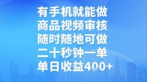 有手机就能做,商品视频审核,随时随地可做,二十秒钟一单,单日收益【揭秘】-资源云
