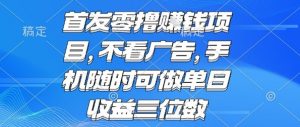 首发零撸挣钱项目 不看广告 手机随时可做 单日收益三位数【揭秘】-资源云