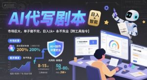AI代写剧本,市场巨大,单子做不完,日入1k+ 永不失业【附工具指令】-资源云