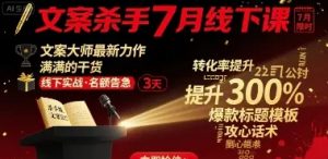 文案杀手7月线下课 文案大师最新力作 满满的干货-资源云