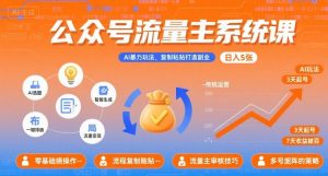 公众号流量主系统课,AI暴力玩法,复制粘贴打造副业,日入5张 +【附工具指令】-资源云